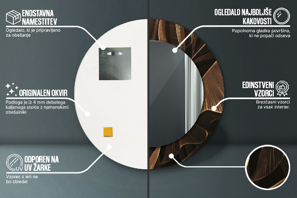 Bedrukte ronde spiegel Bruine bananenbladeren