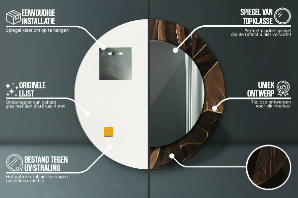 Bedrukte ronde spiegel Bruine bananenbladeren