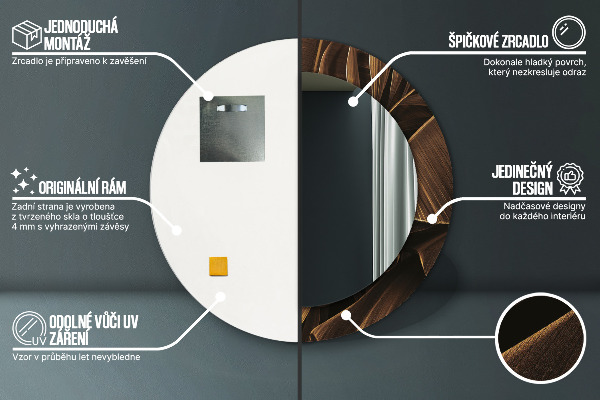 Bedrukte ronde spiegel Bruine bananenbladeren