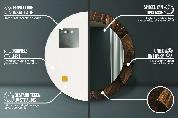 Bedrukte ronde spiegel Bruine bananenbladeren