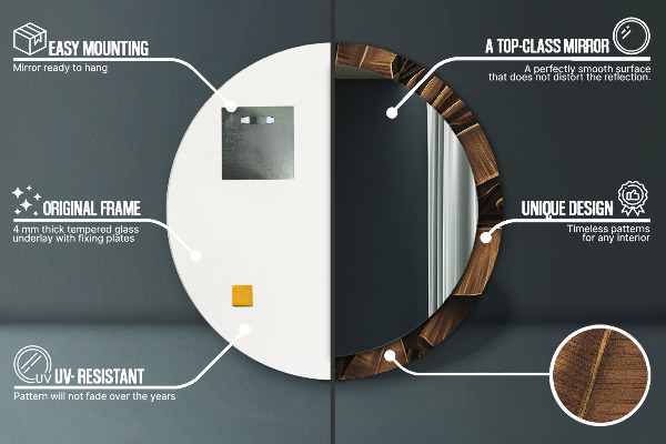 Bedrukte ronde spiegel Bruine bananenbladeren