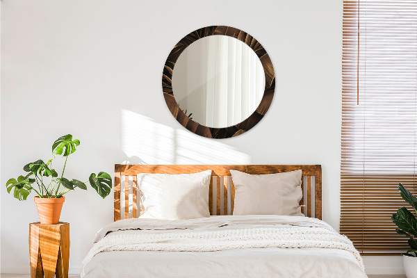 Bedrukte ronde spiegel Bruine bananenbladeren