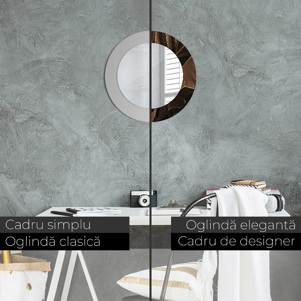 Bedrukte ronde spiegel Bruine bananenbladeren