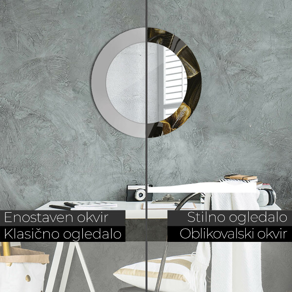 Ronde spiegel met decoratie Hibiscusbloemen