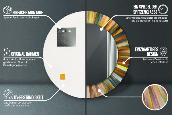 Bedrukte ronde spiegel Abstract radiaal patroon