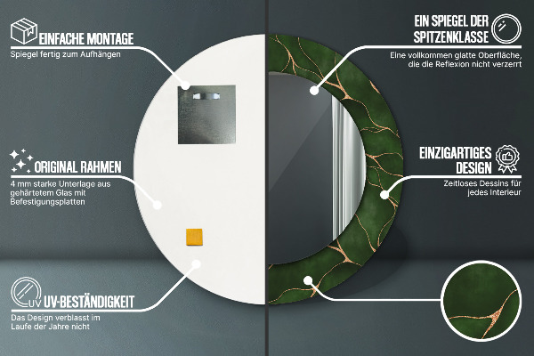 Ronde spiegel met decoratie Abstract blad