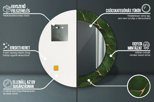 Ronde spiegel met decoratie Abstract blad