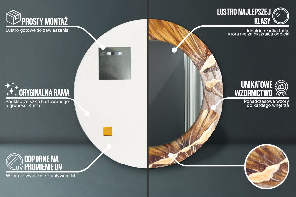 Bedrukte ronde spiegel gouden bladeren