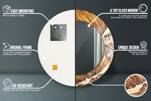 Bedrukte ronde spiegel gouden bladeren