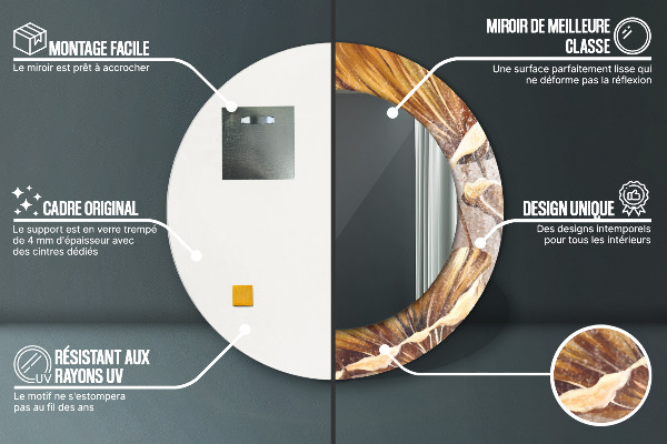 Bedrukte ronde spiegel gouden bladeren