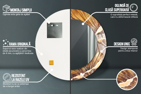 Bedrukte ronde spiegel gouden bladeren