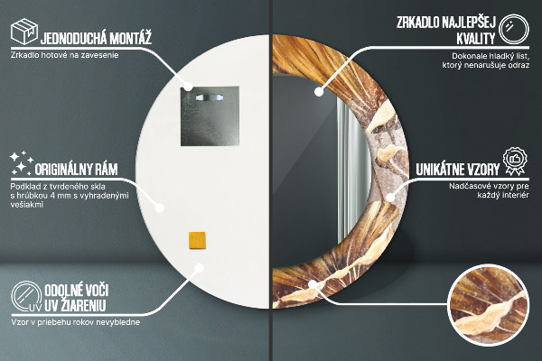 Bedrukte ronde spiegel gouden bladeren