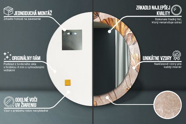 Bedrukte ronde spiegel gouden bladeren