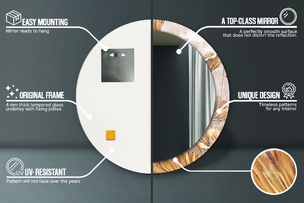 Bedrukte ronde spiegel gouden bladeren