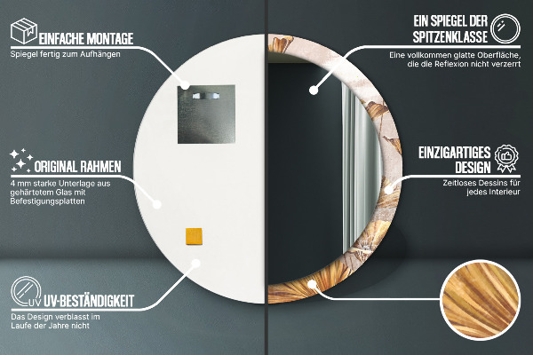 Bedrukte ronde spiegel gouden bladeren