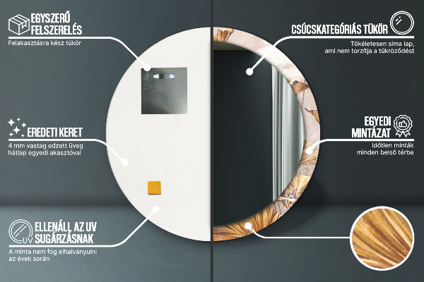 Bedrukte ronde spiegel gouden bladeren