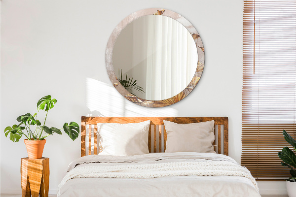 Bedrukte ronde spiegel gouden bladeren