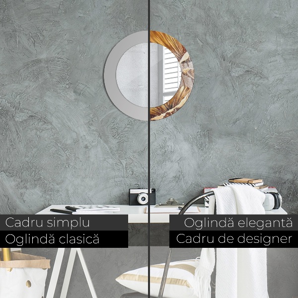 Bedrukte ronde spiegel gouden bladeren