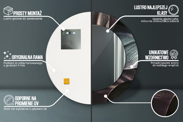 Ronde spiegel met bedrukte lijst Donkere tropische bladeren
