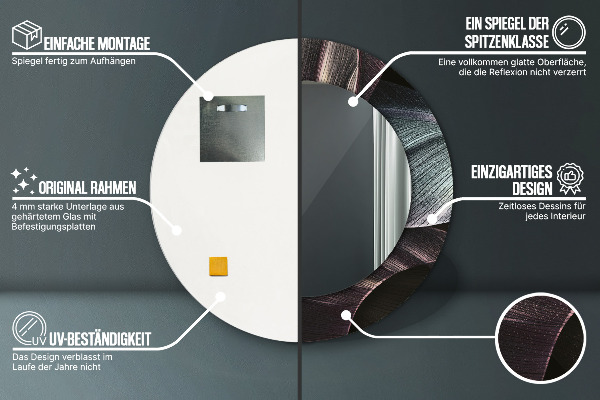 Ronde spiegel met bedrukte lijst Donkere tropische bladeren