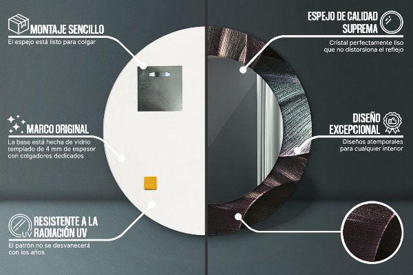 Ronde spiegel met bedrukte lijst Donkere tropische bladeren