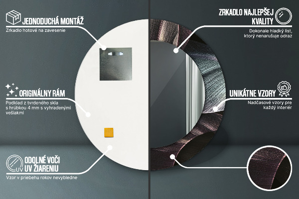 Ronde spiegel met bedrukte lijst Donkere tropische bladeren
