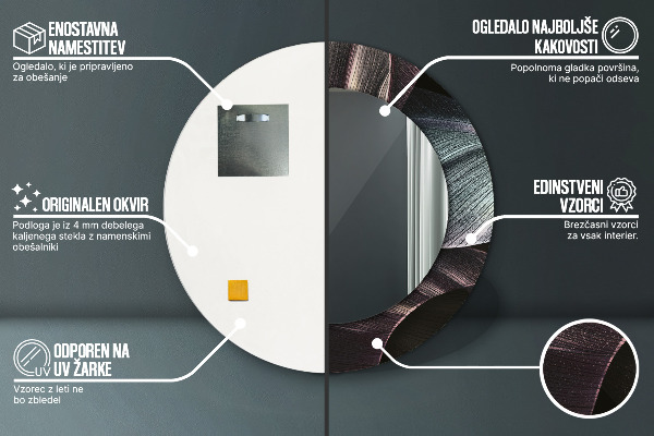 Ronde spiegel met bedrukte lijst Donkere tropische bladeren