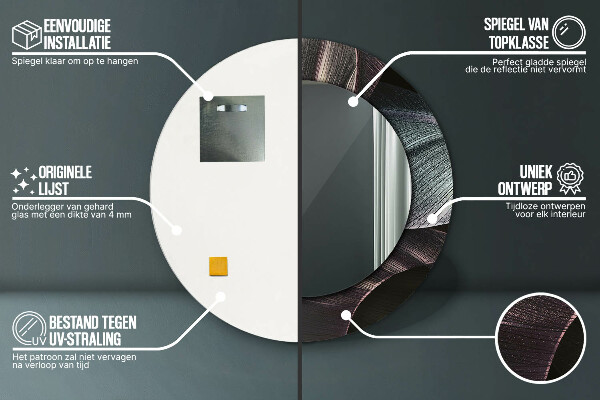 Ronde spiegel met bedrukte lijst Donkere tropische bladeren