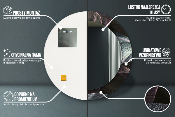 Ronde spiegel met bedrukte lijst Donkere tropische bladeren