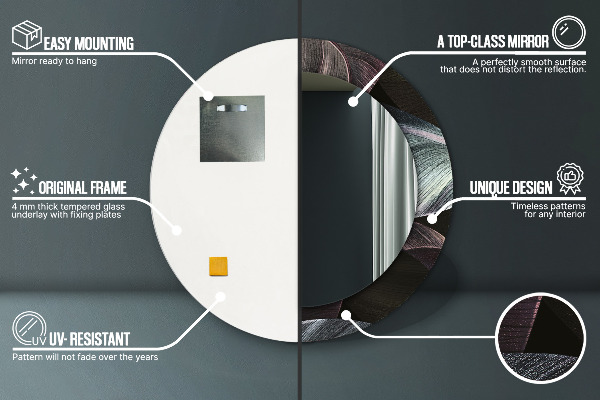 Ronde spiegel met bedrukte lijst Donkere tropische bladeren