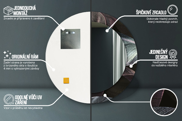 Ronde spiegel met bedrukte lijst Donkere tropische bladeren