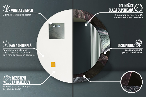 Ronde spiegel met bedrukte lijst Donkere tropische bladeren