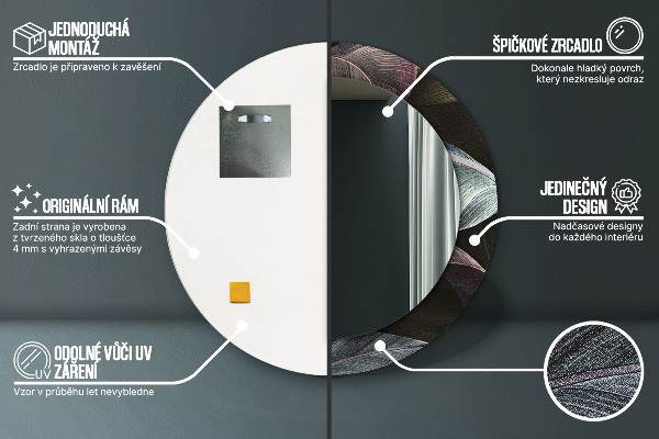 Ronde spiegel met bedrukte lijst Donkere tropische bladeren