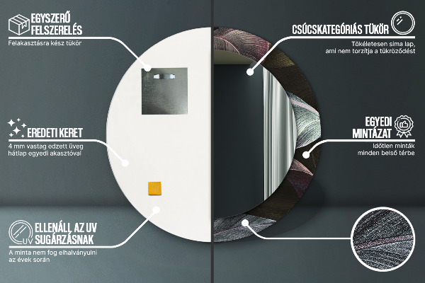 Ronde spiegel met bedrukte lijst Donkere tropische bladeren