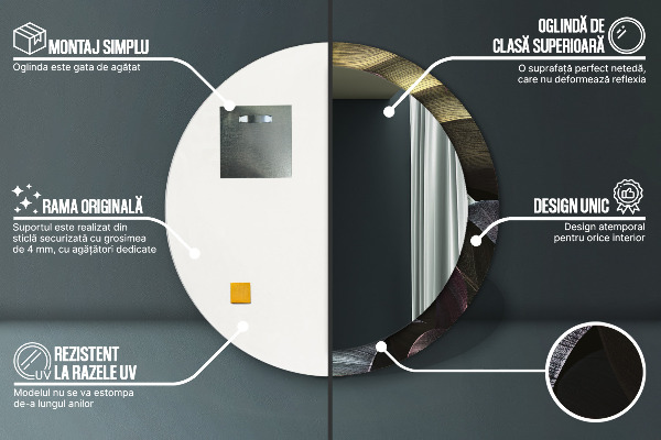 Ronde spiegel met bedrukte lijst Donkere tropische bladeren