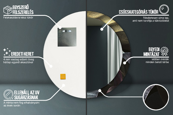 Ronde spiegel met bedrukte lijst Donkere tropische bladeren