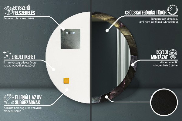 Ronde spiegel met bedrukte lijst Donkere tropische bladeren