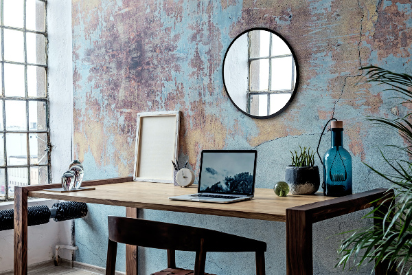 Ronde spiegel met zwart frame voor in de hal fi 50 cm