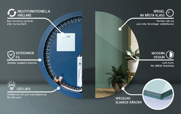 Ronde spiegel met LED-achtergrondverlichting fi 40 cm