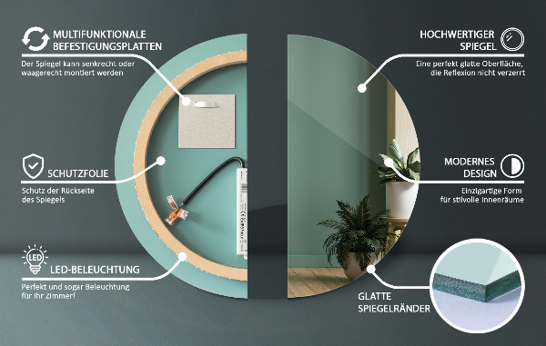 Ronde badkamerspiegel met LED-achtergrondverlichting fi 40 cm