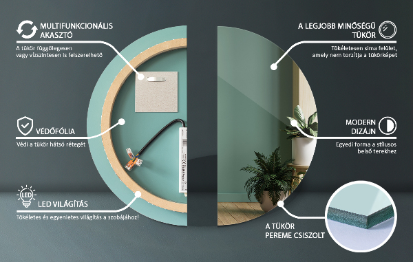 Ronde badkamerspiegel met LED-achtergrondverlichting fi 40 cm