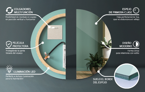 Ronde badkamerspiegel met LED-achtergrondverlichting fi 80 cm