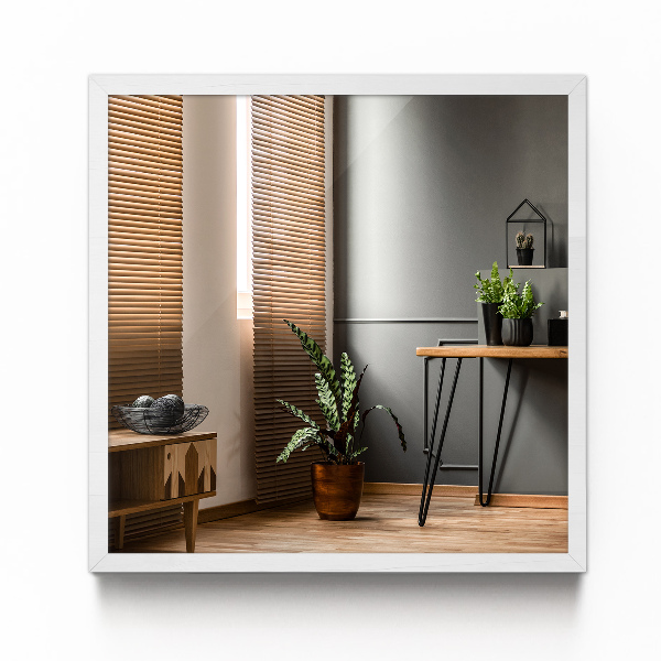 Decoratieve rechthoekige spiegel in een wit frame 50x50 cm