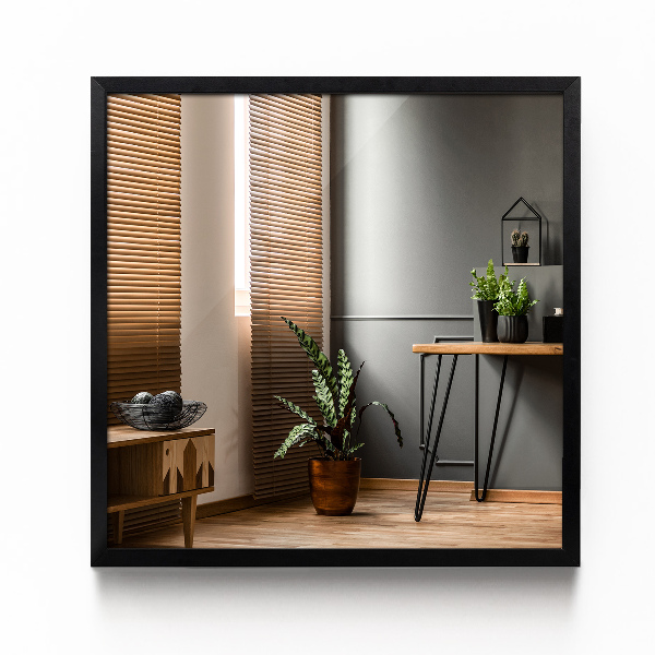 Rechthoekige badkamerspiegel in een zwart frame 50x50 cm