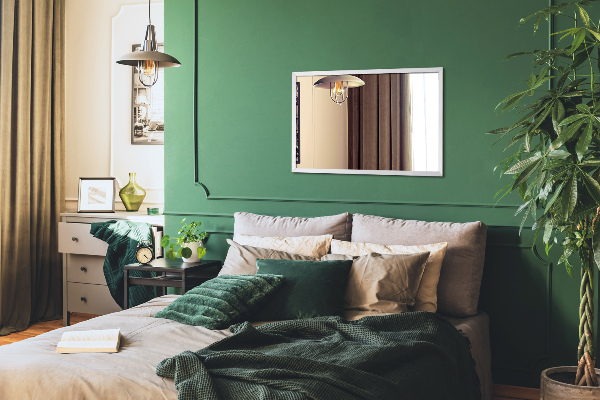 Rechthoekige badkamerspiegel in een wit frame 50x50 cm