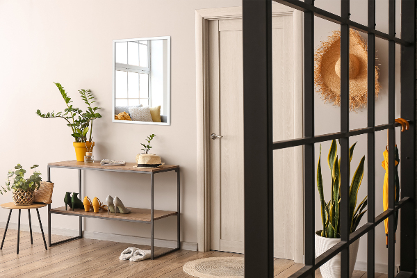 Rechthoekige spiegel met wit frame voor de slaapkamer 100x70 cm