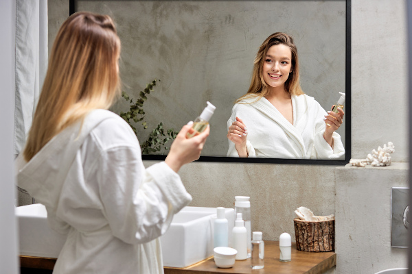 Rechthoekige slaapkamerspiegel, zwart frame 70x50 cm