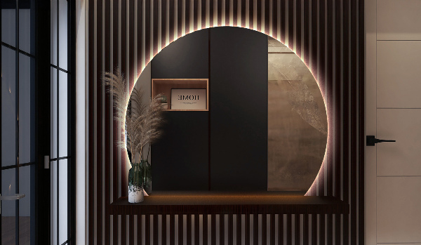 Spiegel rond afgesneden met verlichting 70x80 cm