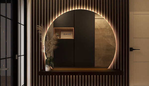 Ronde bijgesneden spiegel met led 74x90 cm