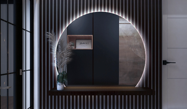 Ronde bijgesneden spiegel decoratief met led 84x100 cm